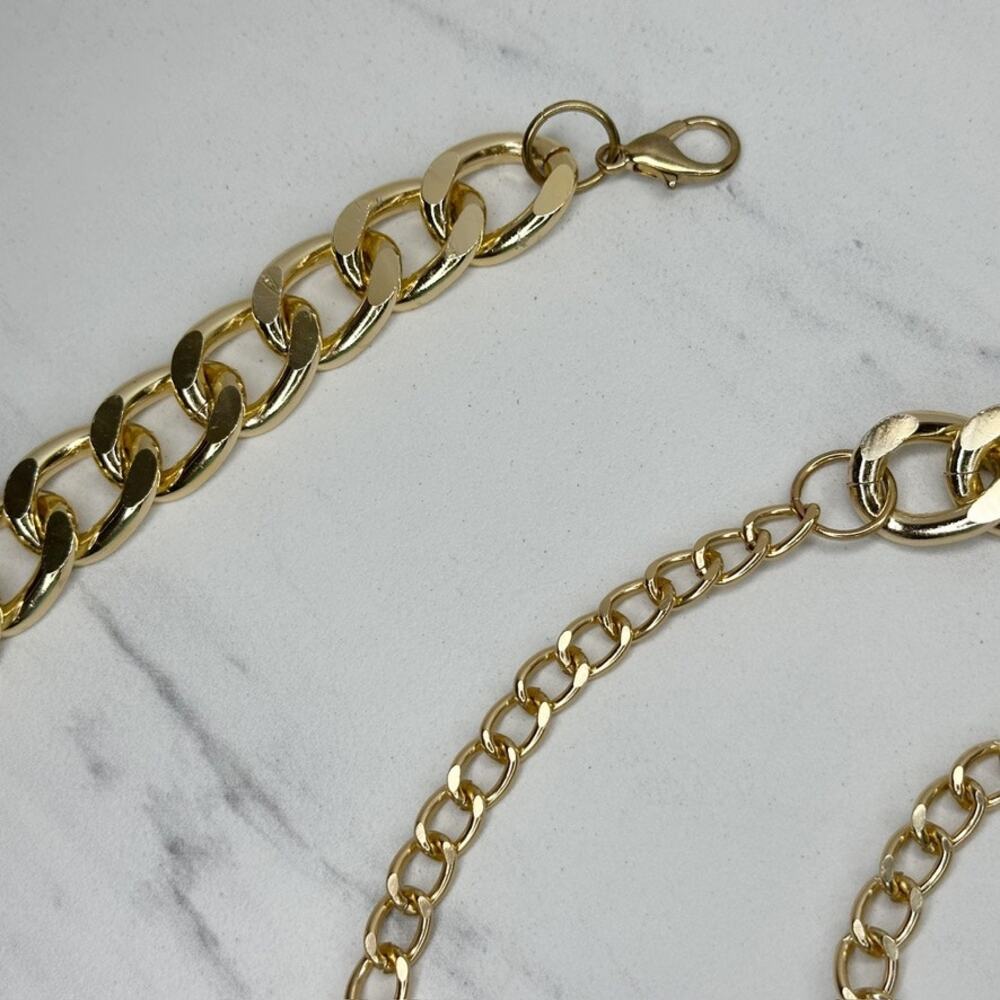 Womens Gold Tone Draped Multi Chain Belt Coin Charm One Size (OS) ✨ - Picture 4 of 16